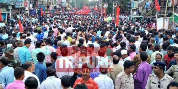 Farmersâ€™ protests led by CPI-M blocked Agartala cityâ€™s movement : Massive traffic jam, over 40,000 people gathering recorded biggest ever Political rally of 2019